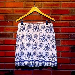 Ann Taylor loft size for blue and white eyelet skirt